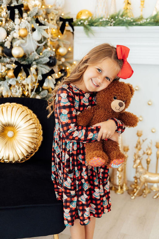 Christmas Bears Twirl Dress W/Pockets