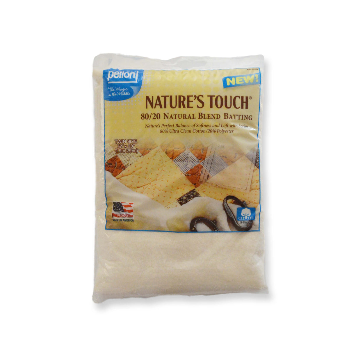 Pellon® 80/20 Cotton/Polyester Batting With Scrim – 72" x 90" Twin Size Package – Natural