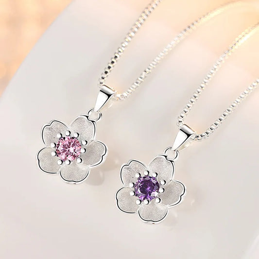925 Sterling Silver | Pink Purple Blossom