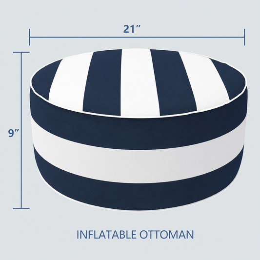 2 Pack Outdoor Inflatable Ottoman | Navy Blue - White