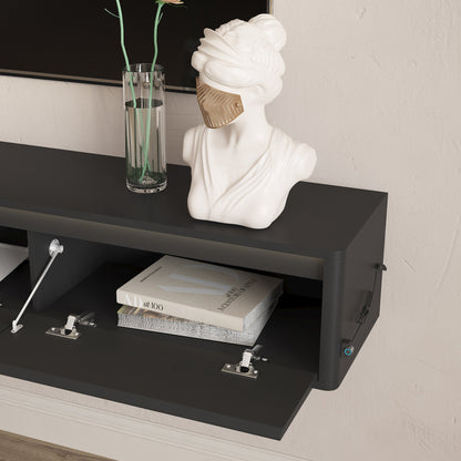 Floating TV Stand with LED Lights & Power Outlet