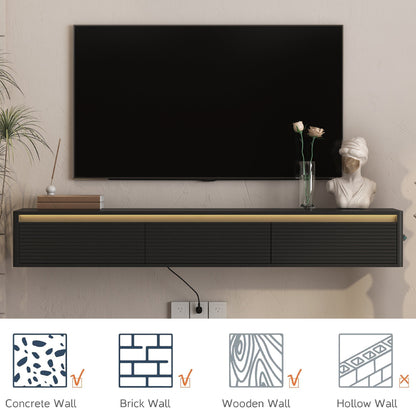 Floating TV Stand with LED Lights & Power Outlet