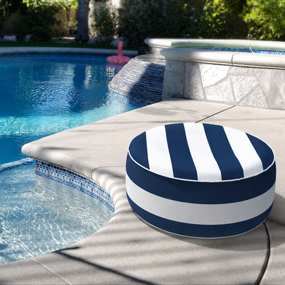 2 Pack Outdoor Inflatable Ottoman | Navy Blue - White