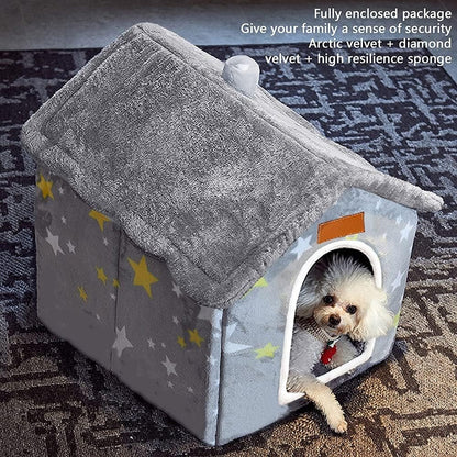Indoor Dog House Bed Memory Foam Foldable Washable Small Medium Large
