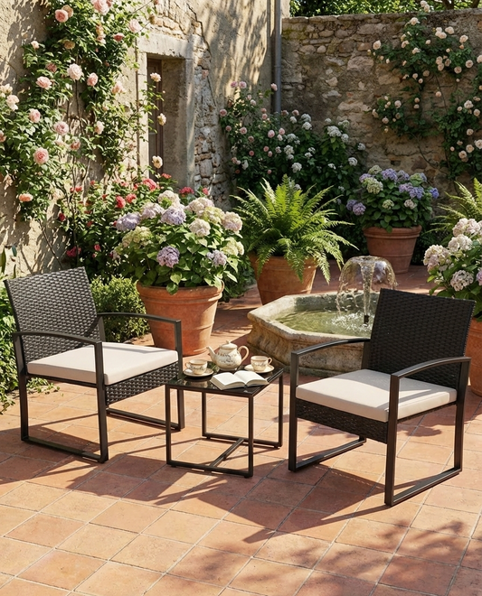 3-Piece Outdoor Patio Set | Wicker Chairs |  Bar Table