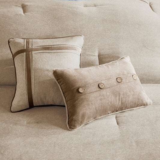 7 Piece Faux Suede King Comforter Set | Tan