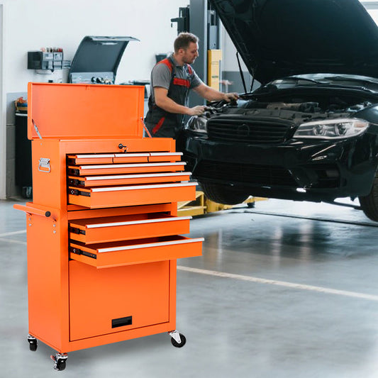 8-Drawer Rolling Tool Storage Cabinet with 2-in-1 Top Tool Box