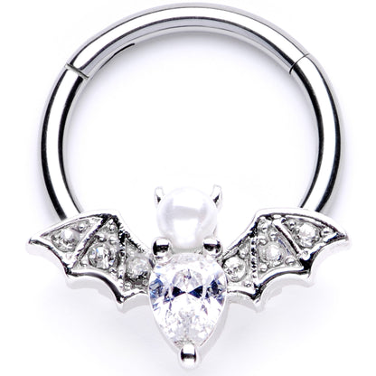16G 3/8 Clear Gem Vampire Bat | Hinged Segment Ring