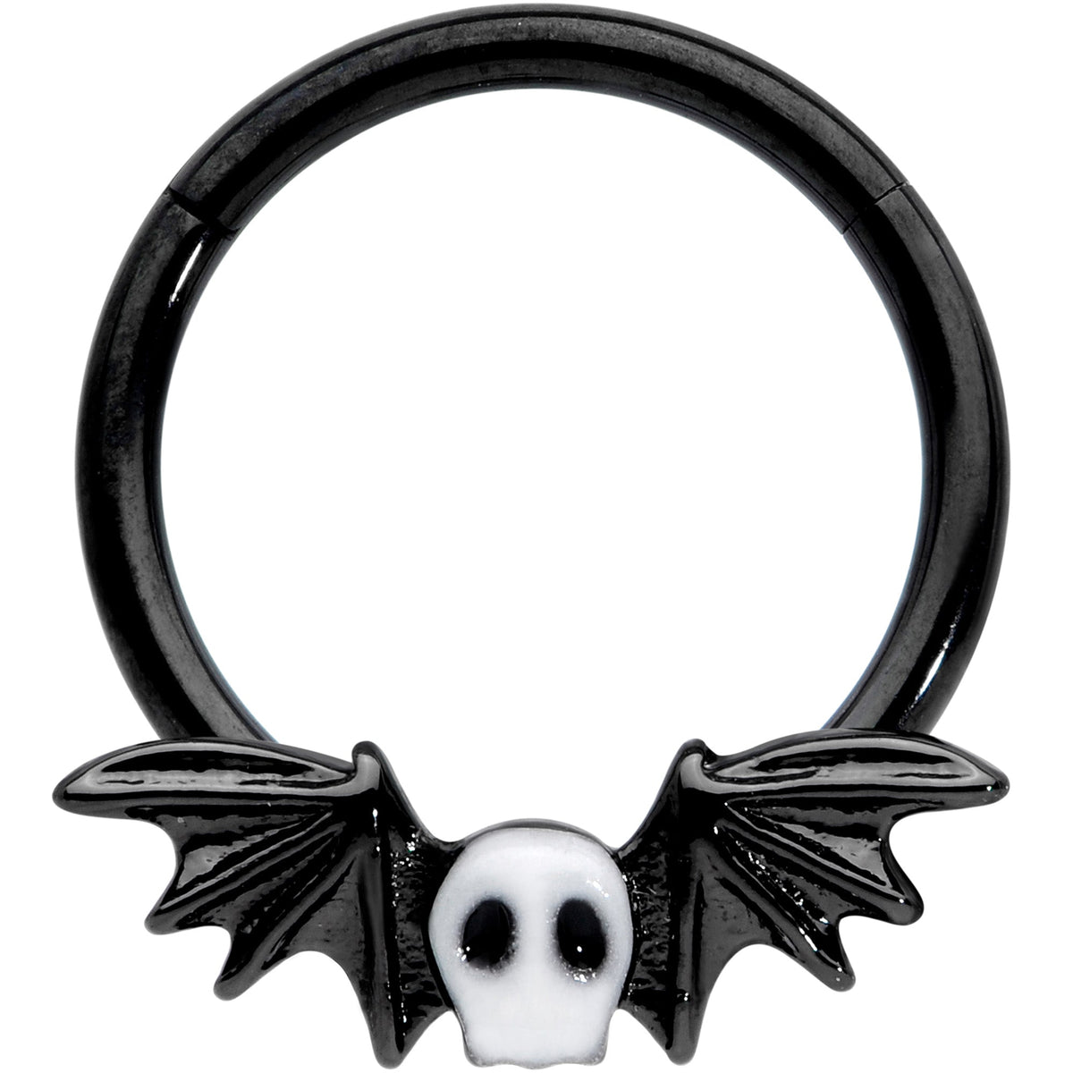 16G 3/8 Wing Skull Hinged Segment Ring