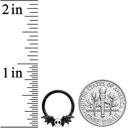 16G 3/8 Wing Skull Hinged Segment Ring