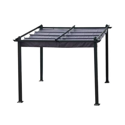 10x10 Ft Patio Retractable Pergolla | Chairs|Table|Ottoman/Not INCL