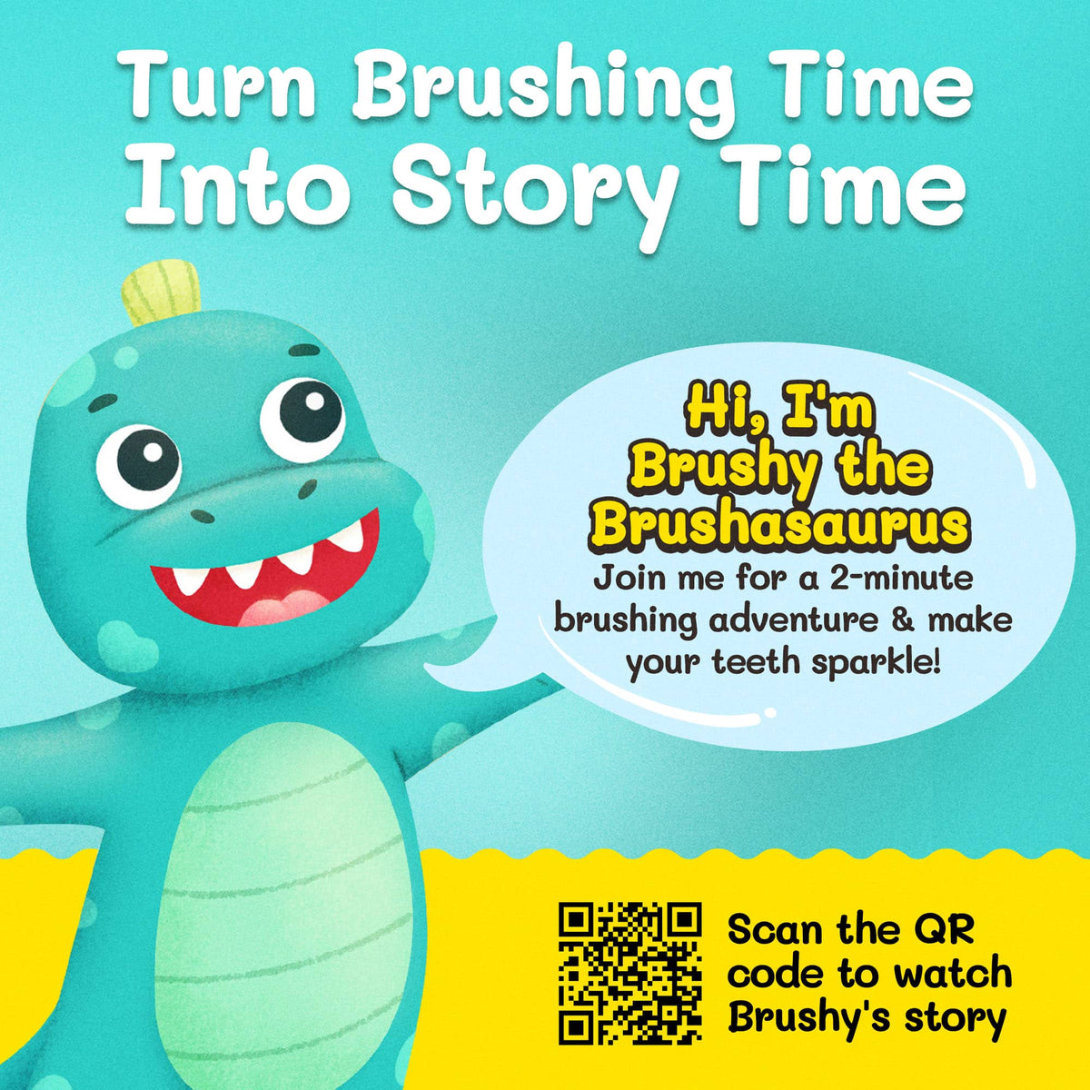 Brushy the Brushasaurus Dinosaur Toothbrush for Kids
