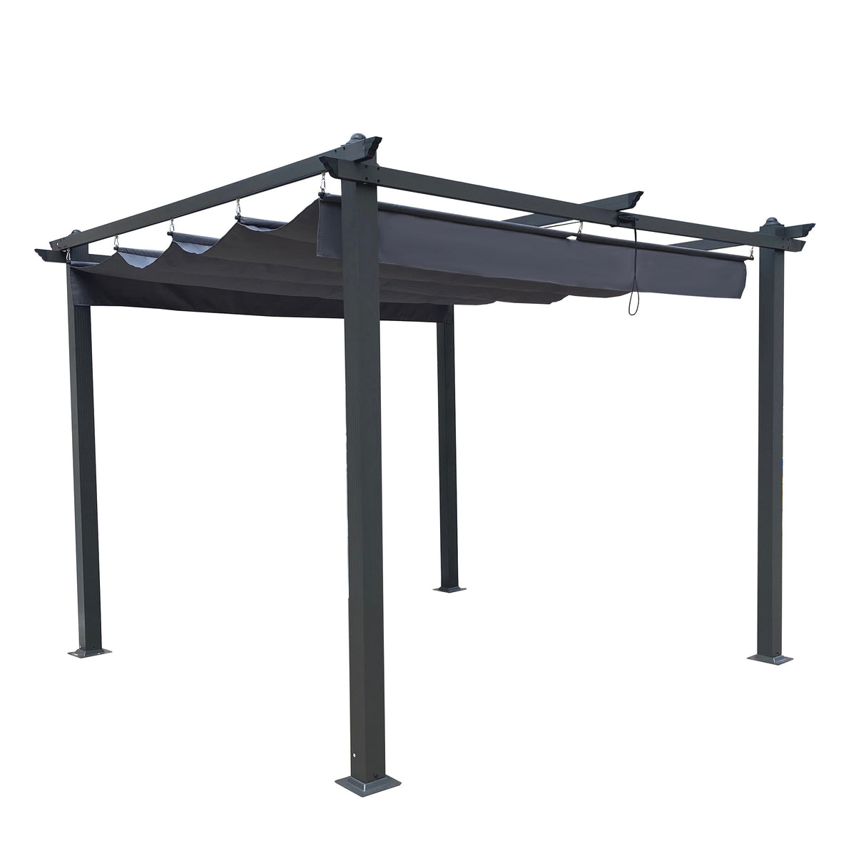 10x10 Ft Patio Retractable Pergolla | Chairs|Table|Ottoman/Not INCL