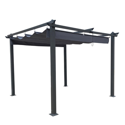 10x10 Ft Patio Retractable Pergolla | Chairs|Table|Ottoman/Not INCL