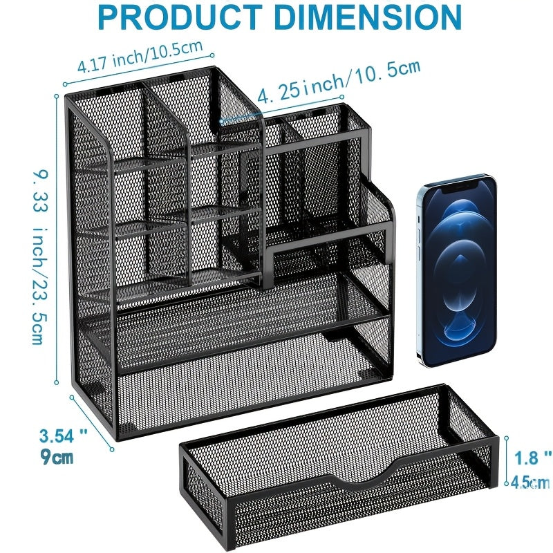 Iron Mesh Desk Organizer