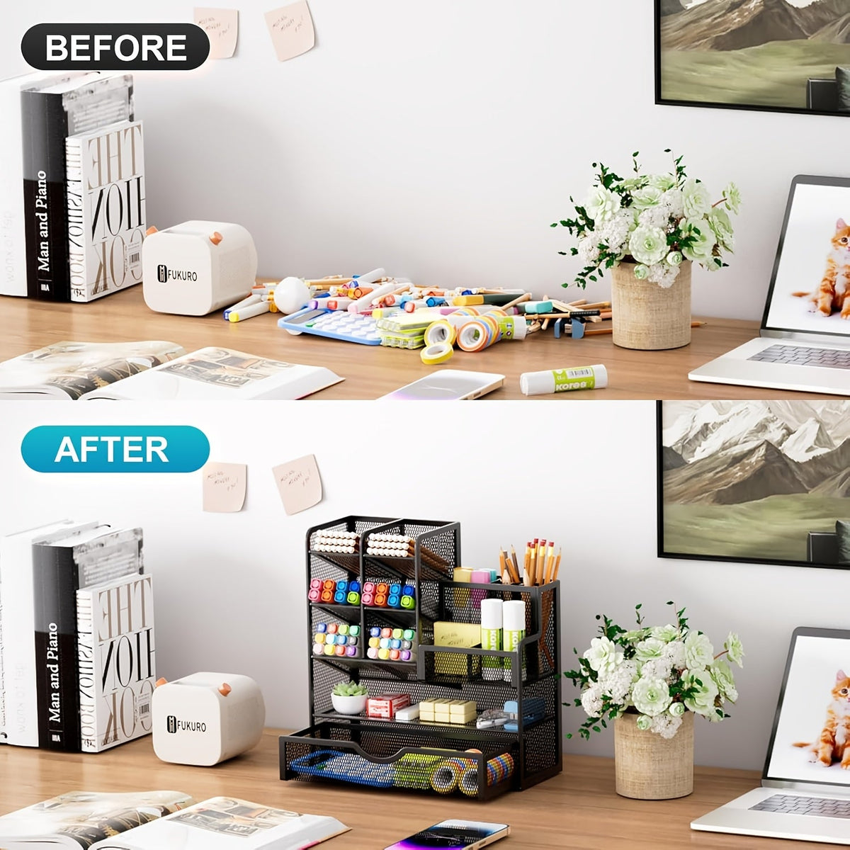 Iron Mesh Desk Organizer
