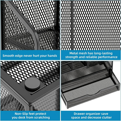 Iron Mesh Desk Organizer