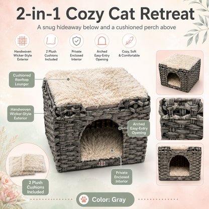 Huntley Pet Cat House | 2 Cushion Bed