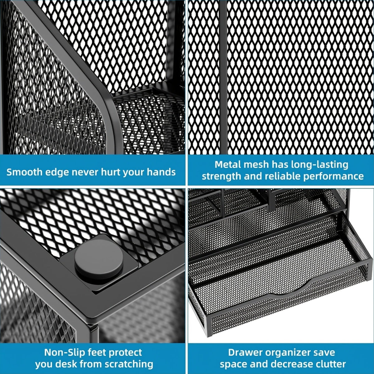 Iron Mesh Desk Organizer
