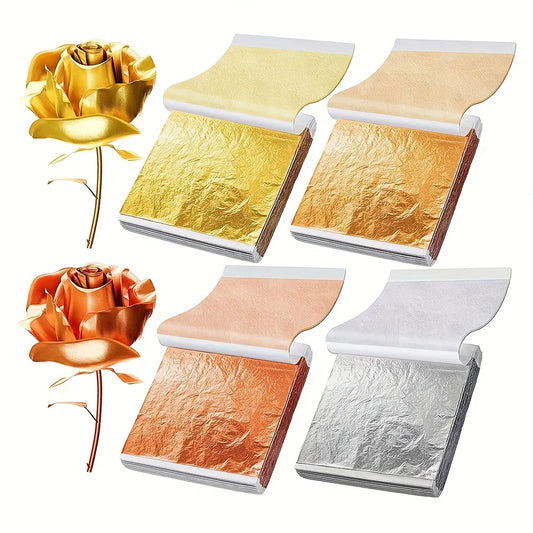 100pcs Imitation Gold Silver Foil Paper Sheets