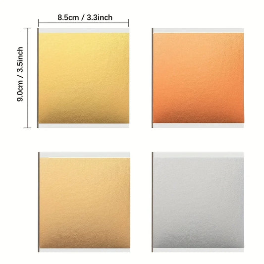 100pcs Imitation Gold Silver Foil Paper Sheets