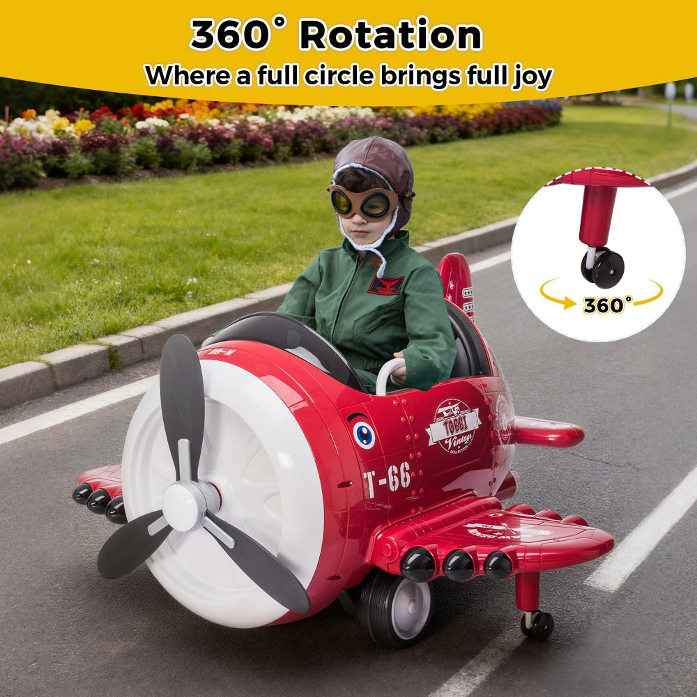 TOBBI 12V Electric Kids |  Ride-On Toy Airplane