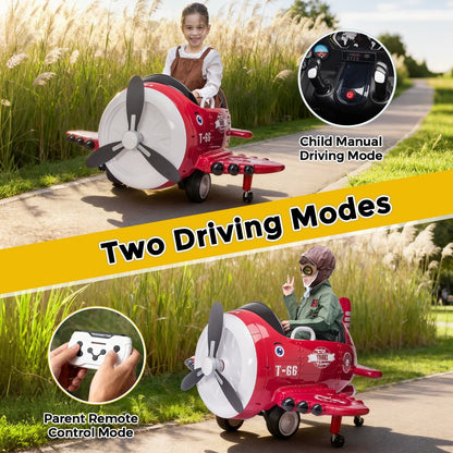 TOBBI 12V Electric Kids |  Ride-On Toy Airplane
