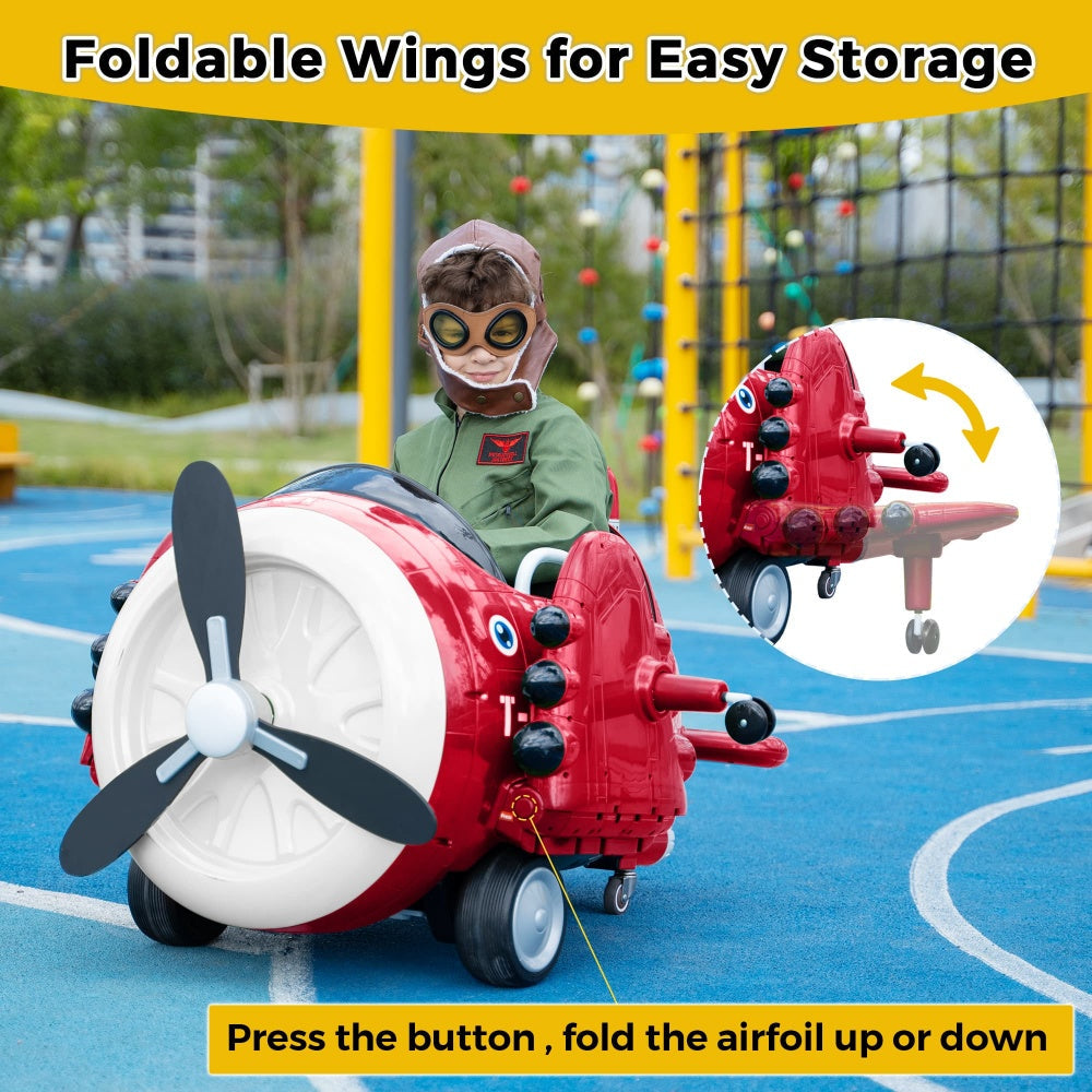 TOBBI 12V Electric Kids |  Ride-On Toy Airplane