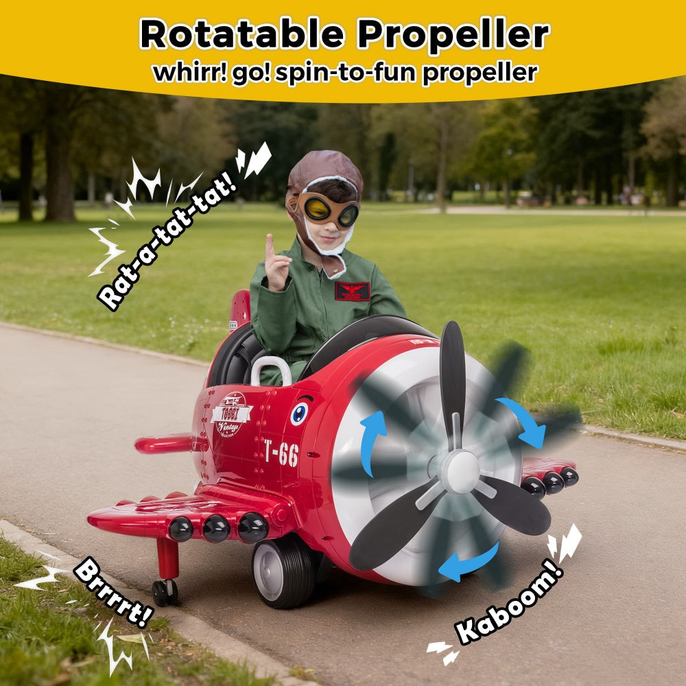 TOBBI 12V Electric Kids |  Ride-On Toy Airplane