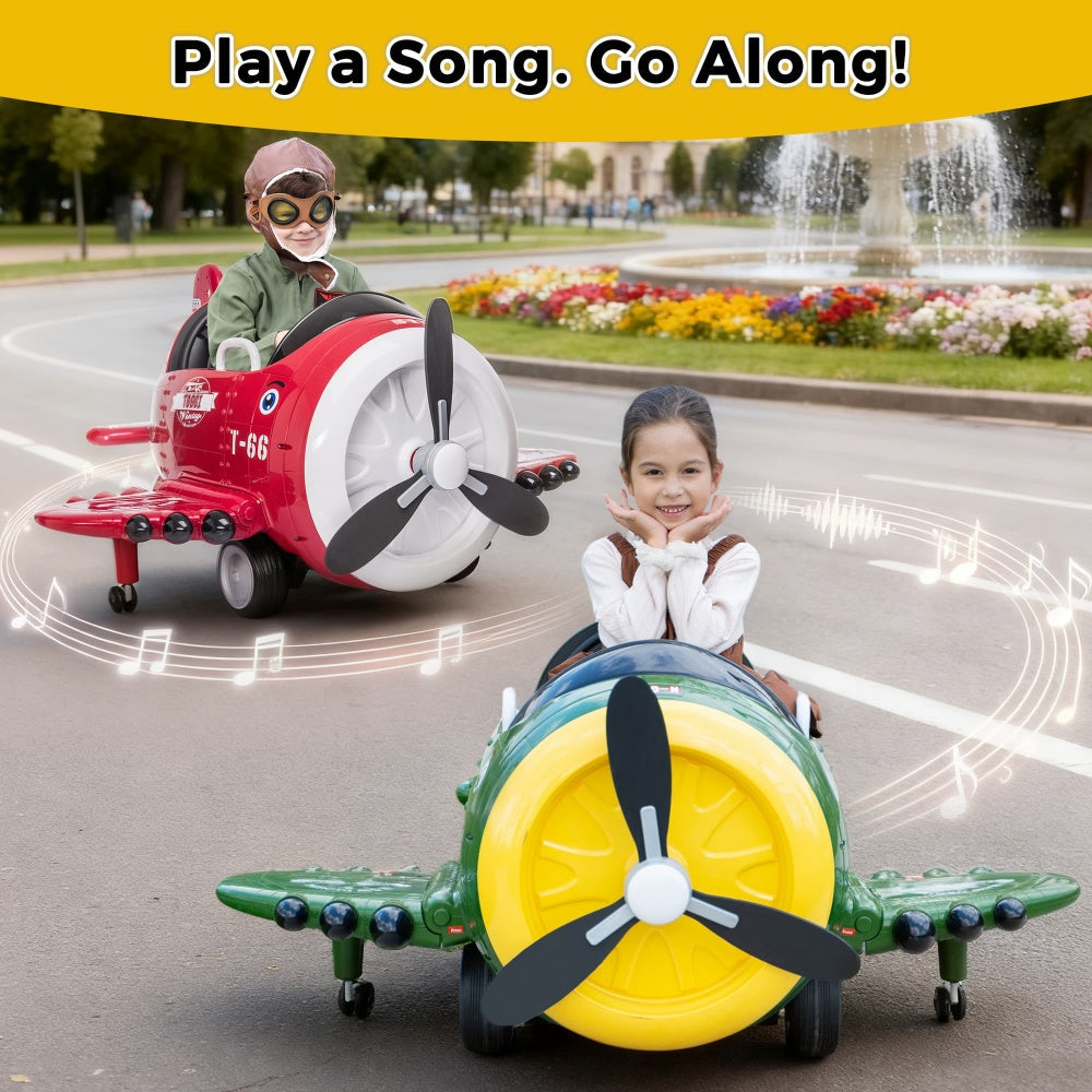 TOBBI 12V Electric Kids |  Ride-On Toy Airplane