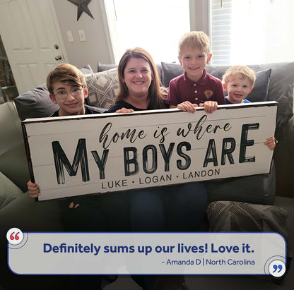 Home Is Where My Boys Are | Family Sign