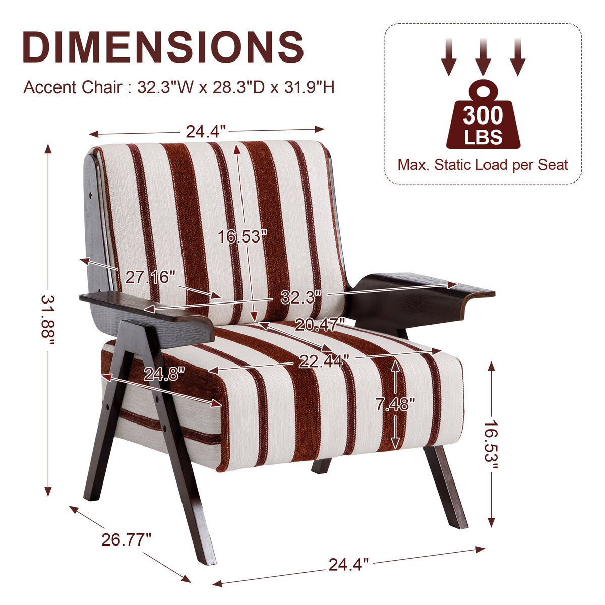 Modern Armchair With Widened Armrests