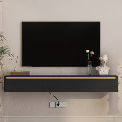 Floating TV Stand with LED Lights & Power Outlet