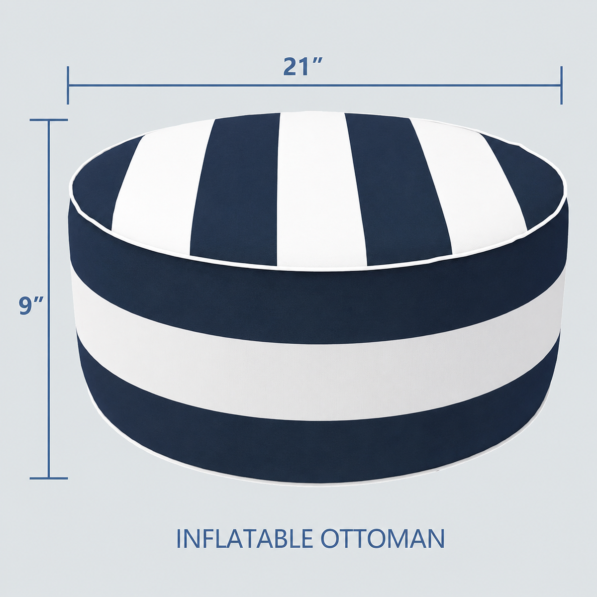 2 Pack Outdoor Inflatable Ottoman | Navy Blue - White