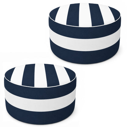 2 Pack Outdoor Inflatable Ottoman | Navy Blue - White