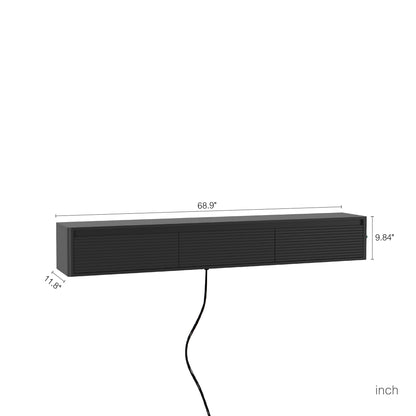 Floating TV Stand with LED Lights & Power Outlet