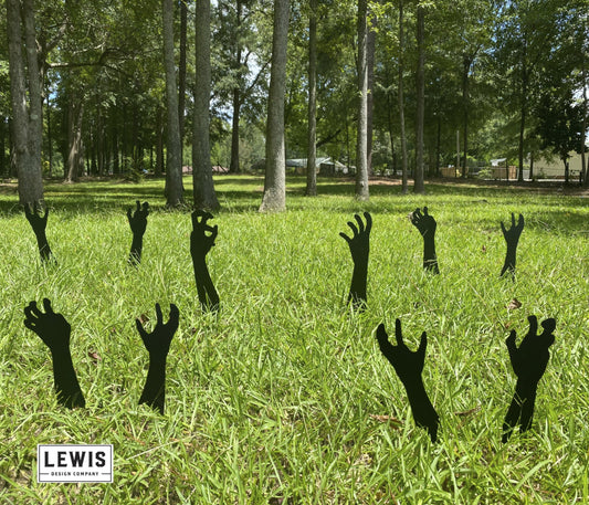 Zombie Hands Metal Yard Stakes | Halloween Lawn Set