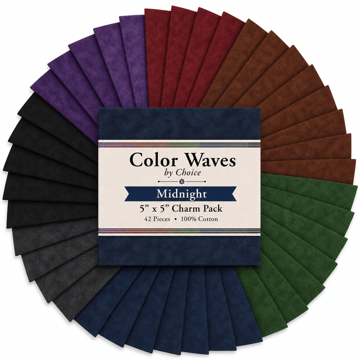 Color Waves Midnight 5"x5" Charm Pack - 42 Squares