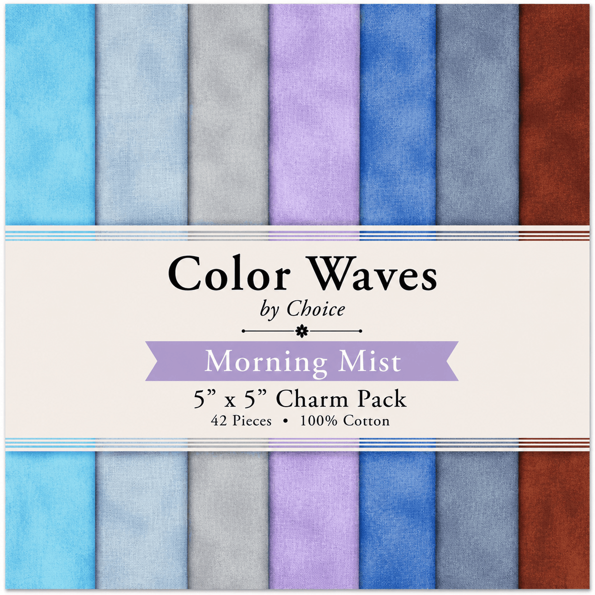 Color Waves Morning Mist 5"x5" Charm Pack - 42 Squares