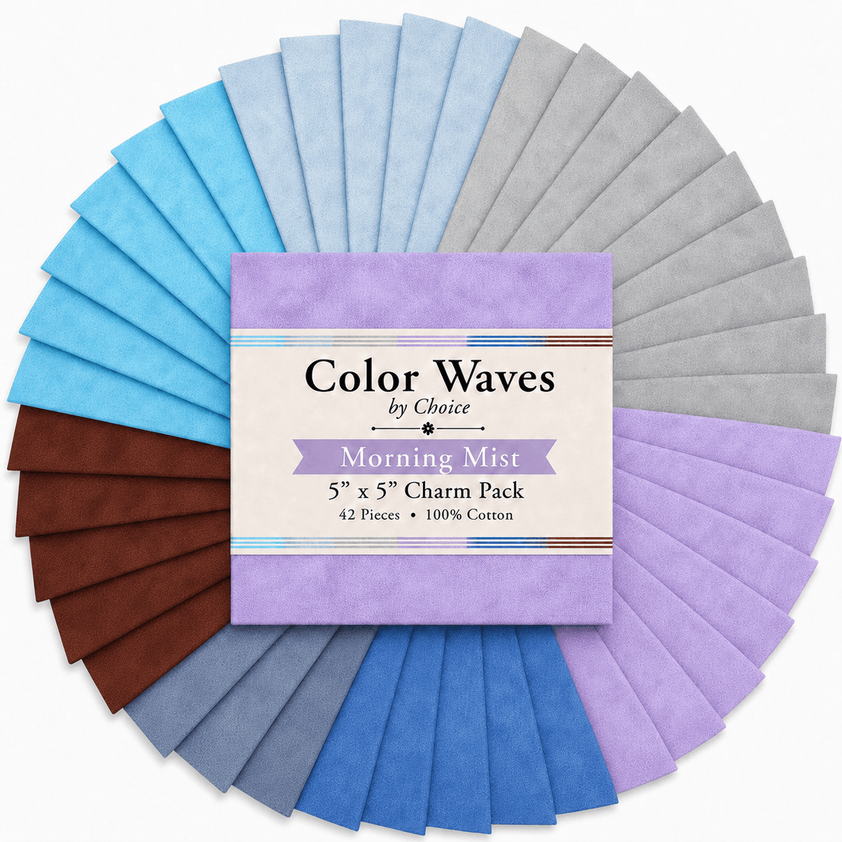 Color Waves Morning Mist 5"x5" Charm Pack - 42 Squares