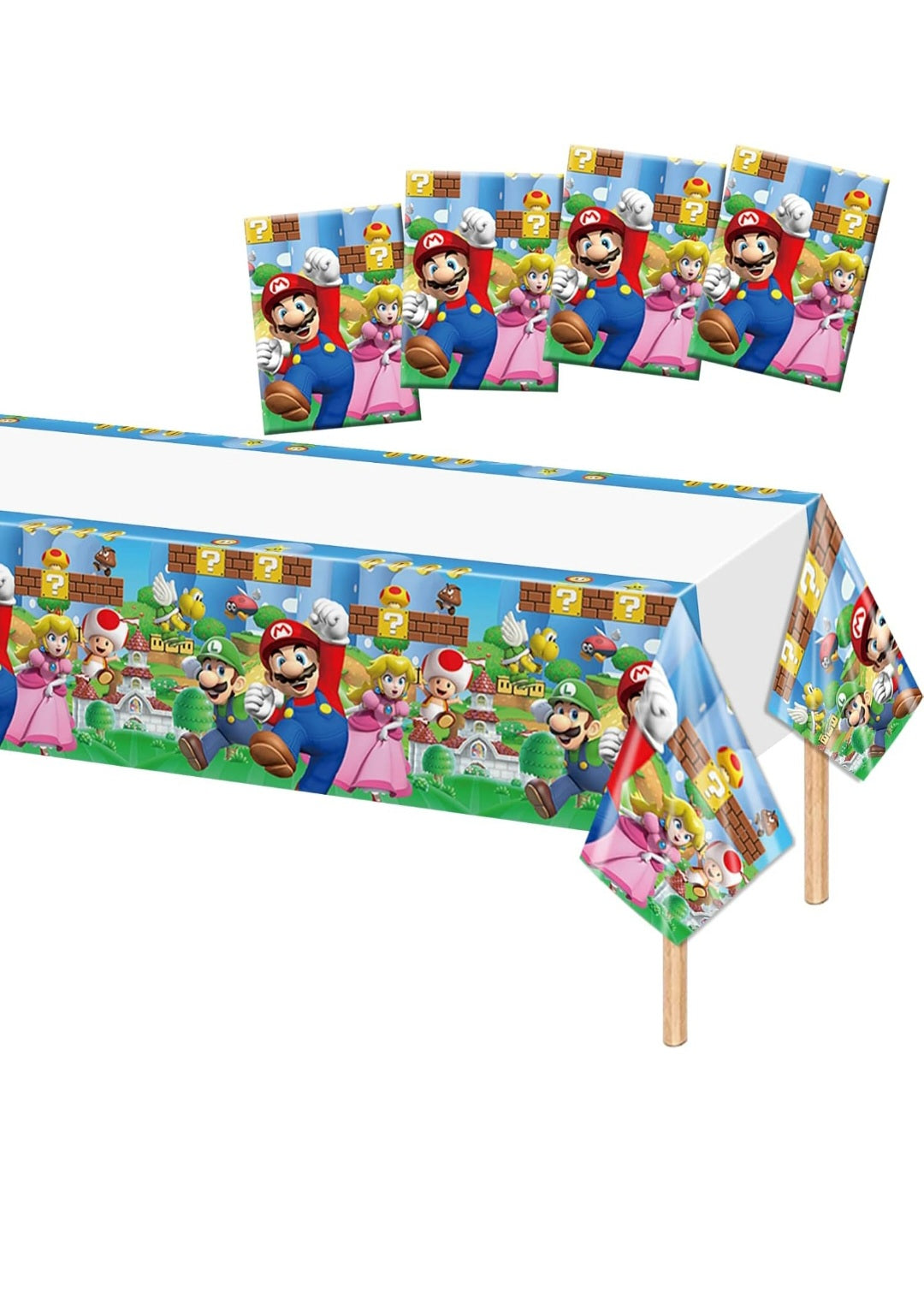 4 PCS Mario Birthday | Tablecloths | Napkins